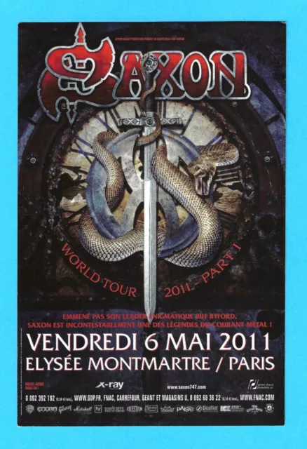 2011 Saxon & No One Is Innocent tour Paris France rock concert promo card advert