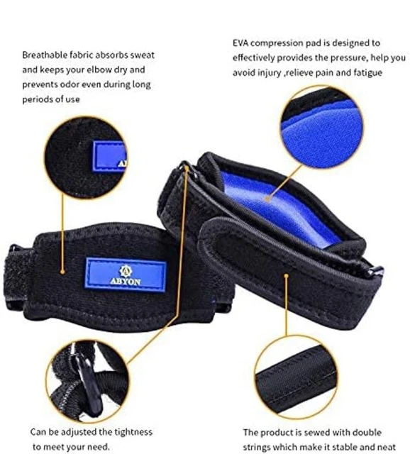 Elbow Compression Sleeve (1 Pcs) + Tennis Elbow Support Straps (2 Pcs),(size S) 3