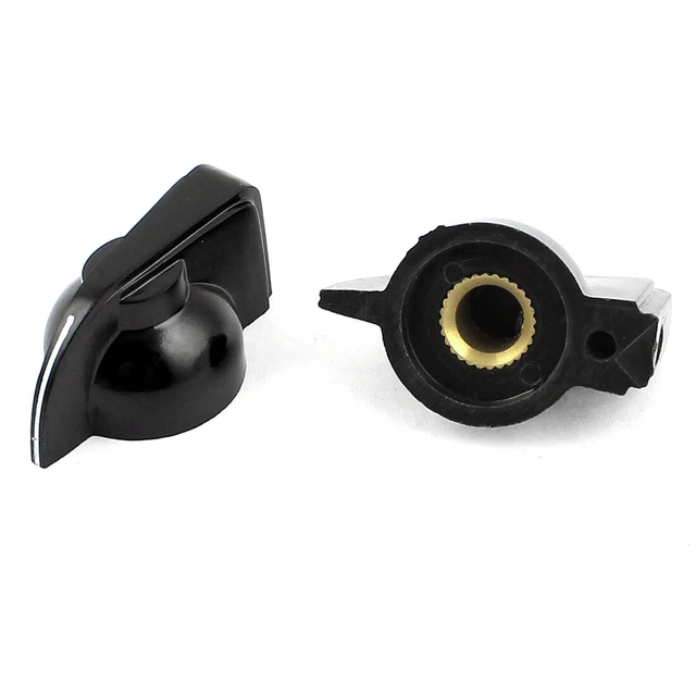 2 x Black Plastic Rotary Selector Rotary Switch Cap for 6mm OD Shank de