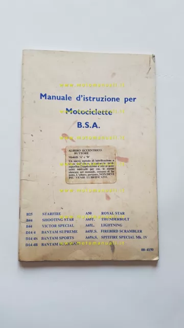 BSA B25-B44-A50-A65 Spitfire Firebird Lightning Thunderbolt 1968 manuale uso
