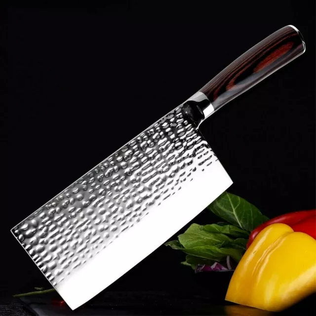 Handmade Cleaver Knife Forged Stainless Steel Wood Handle Slicing Chef Butcher L