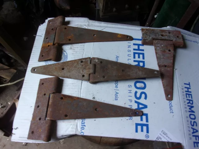 Four Pc. Vintage Antique Iron Tee & Strap Hinges. Barn Door / Gate 2