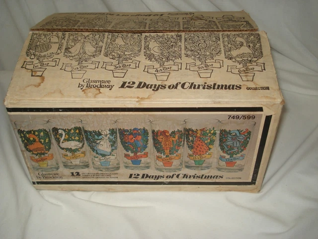 12 Days of Christmas Glassware Brockway Box Collection Set