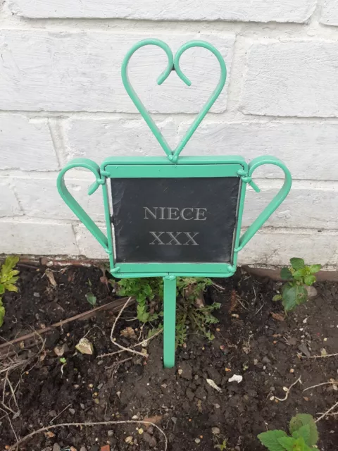 Personal 4" Slate Memorial Plaque Stake -Grave Marker / Outdoor Garden NIECE XXX
