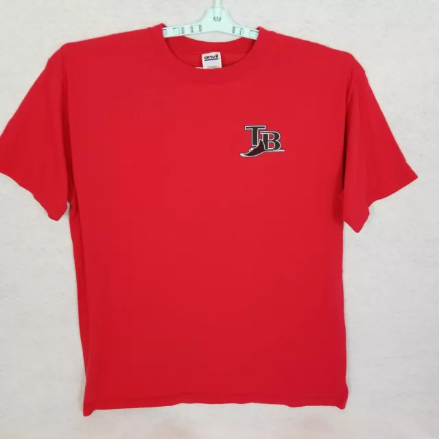Rare TAMPA BAY DEVIL RAYS MLB Budweiser Bud Light Graphic T-Shirt ~ Red ~ XL