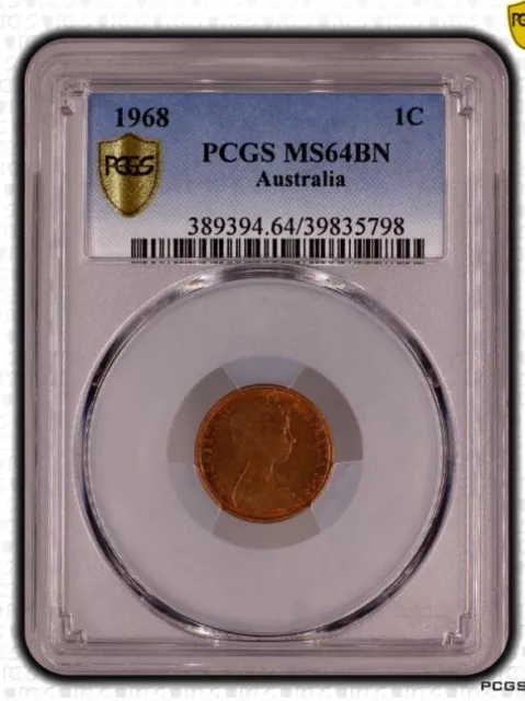 1968 Australian Decimal 1 Cent Coin PCGS Grade MS64BN Uncirculated