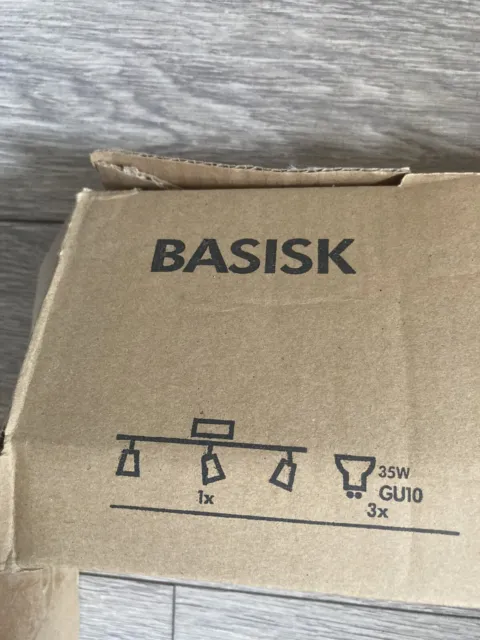 IKEA Basisk pista de techo 3 focos ajustables niquelados, lámparas blancas 