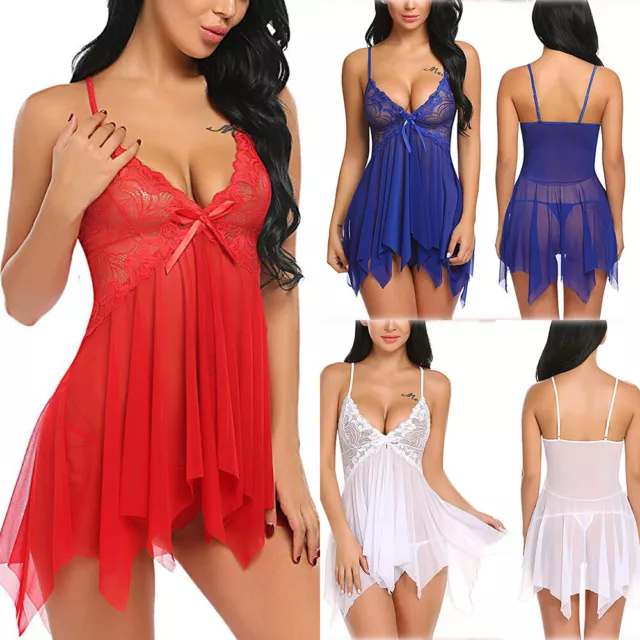 Sexy Women Lingerie Silk Lace Underwear Sleepwear Night Dress Babydoll  Pajamas ‖
