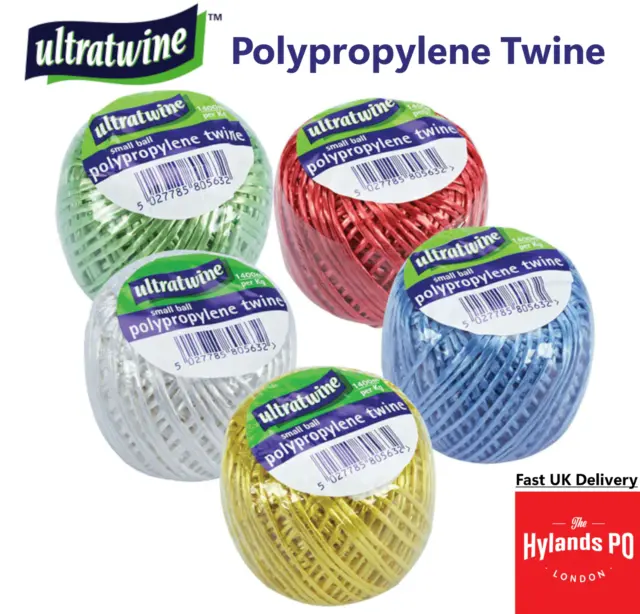 UltraTwine Polypropylene Twine - White Red Green Yellow Blue - 2 Balls of Twine