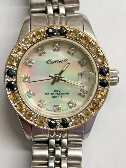 Ingersoll IN34126L Ladies Gemmed Vintage Swiss Date Quartz Watch, Used, New Bat.