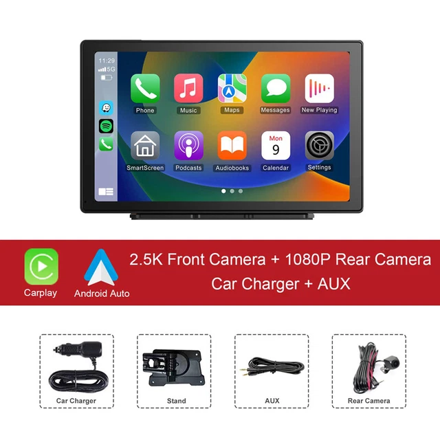10.36& CARPLAY ANDROID Auto Monitor DVR Dual Lens FM Backup Camera ...