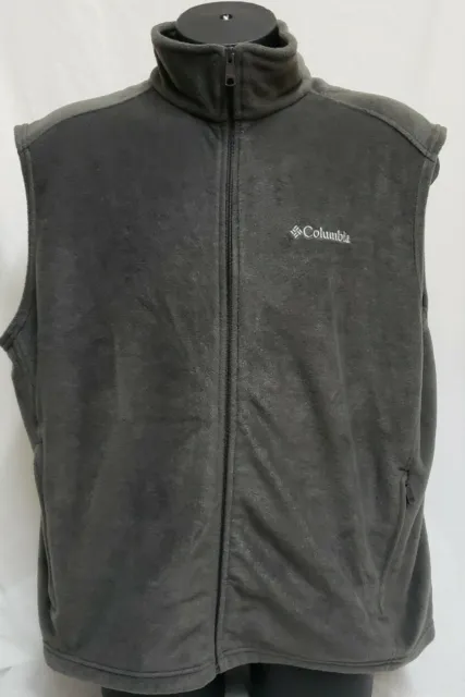 Columbia Mens Gray Fleece Full Zip Vest Size 2Xl
