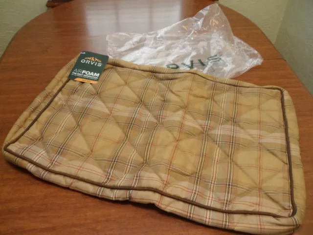 ORVIS Dog Bed Platform Air Foam Cover ONLY Small Brown Plaid 28" x 18" NEW W/TAG