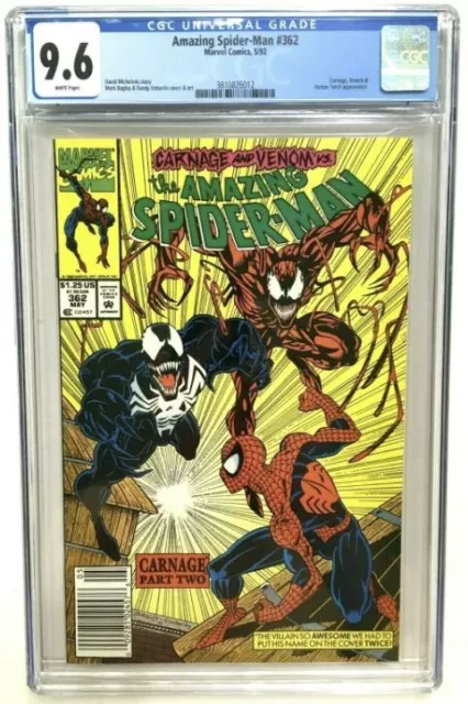 Amazing Spider-Man #362 CGC VERIFIED 9.6 Rare NEWSSTAND 2nd Appearance CARNAGE