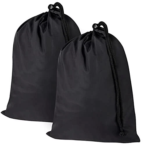 Drawstring Bag - Ultralight Nylon Cinch and Ditty Pouch (5 8 x 11 inch Black