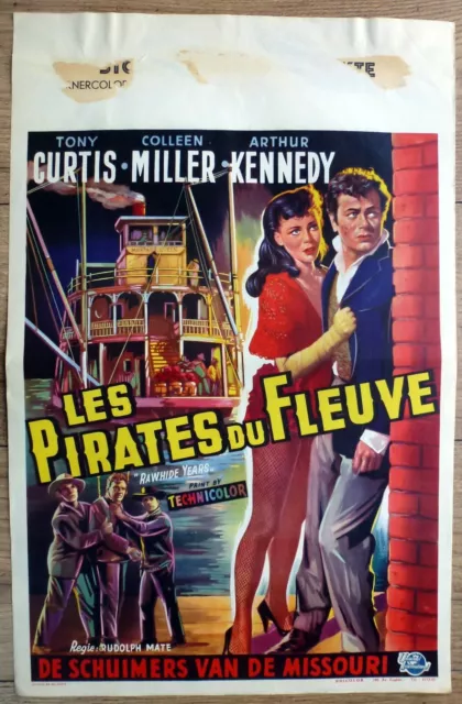 belgian poster policier RAWHIDE YEARS, TONY CURTIS, COLLEEN MILLER, BATEAU