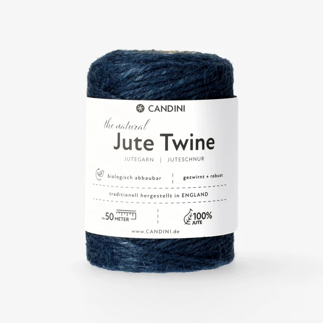 Jutegarn - blau, 50m, 2-3mm Jute - Schnur Kordel Paketschnur Bastelschnur Deko
