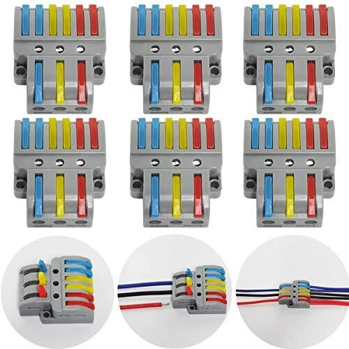 Bornes de Connexion, CTRICALVER 6 Pcs Connecteur électrique avec levier de fo...