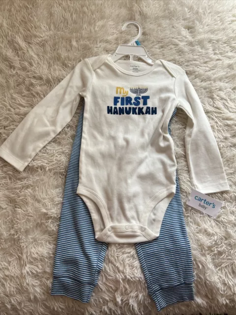 Carters Baby Boys My First Hanukkah Bodysuit Pant Set 24 months NWT Blue, White
