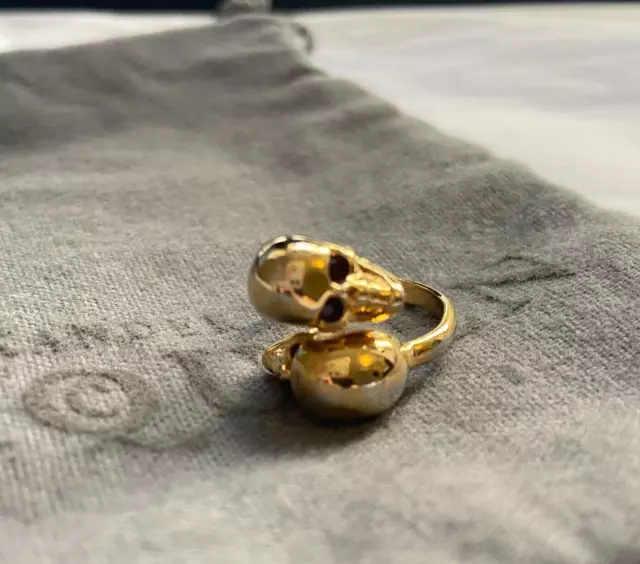 NEW Authentic Alexander McQueen Limited Edition Gold Tone Skull Ring Size 6 NEW Authentic Alexander McQueen Limited Edition Gold Tone Skull Ring Size 6