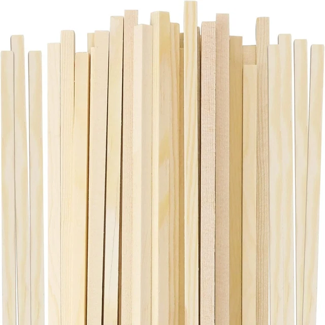 BILLIOTEAM 50 Pack Wooden Dowels for Crafts, Unfinished Square Dowels...