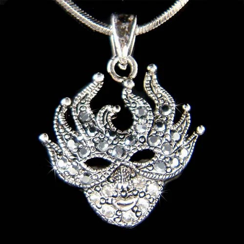 ~Masquerade made with Swarovski Crystal MASK Phantom of the Opera Party Necklace