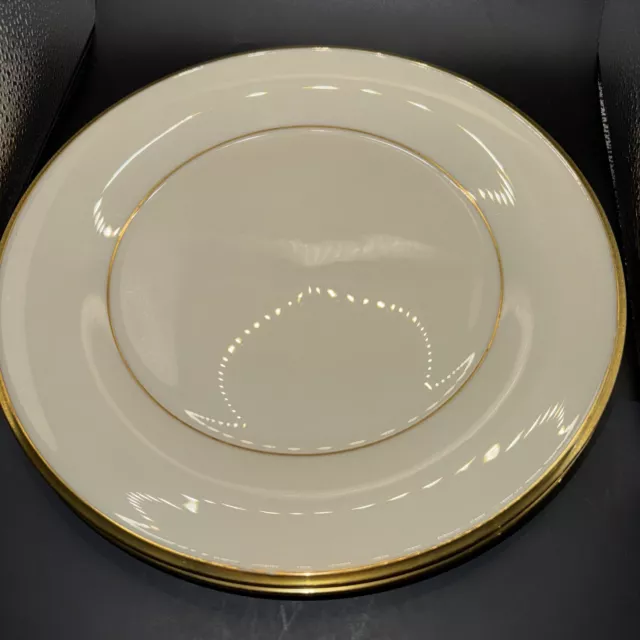 2-10 1/2” Dinner Plates Lenox Dimension Collection Eternal Ivory And Gold