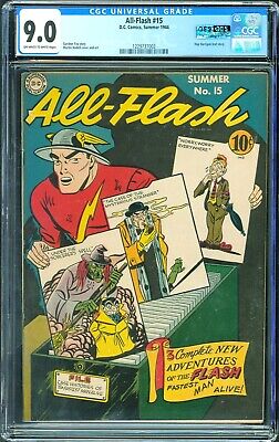 All Flash Comics #15 Dc Comics 1944 Golden Age Cgc 9.0 & Qes Graded!