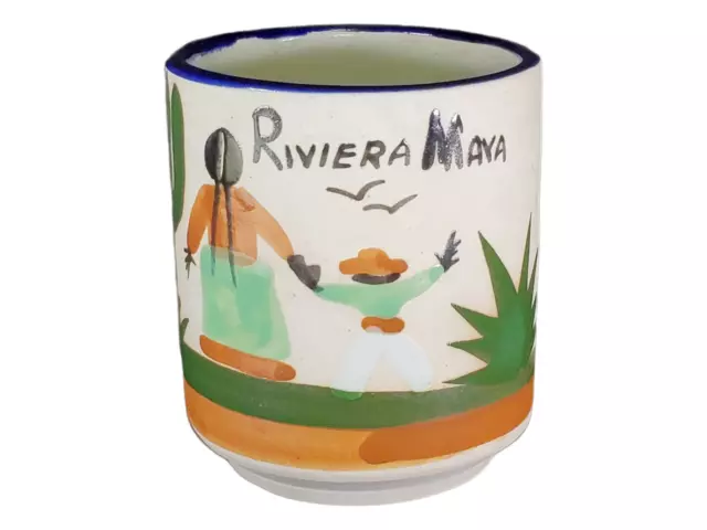 Riviera Maya Mexico Hand Painted Mug Colorful Handmade Pottery Coffee Cup