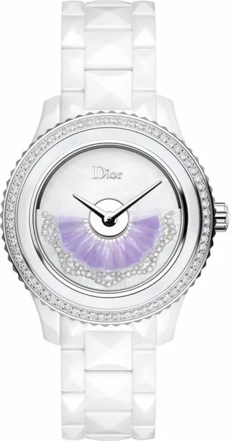 New Christian Dior 33mm White Mother Of Pearl Ceramic Women's Dress Watch