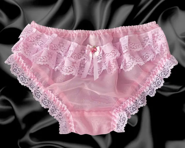 BABY PINK SOFT Nylon Sissy Sheer Frilly Lace Briefs Panties Knickers Size  10-20 £15.99 - PicClick UK