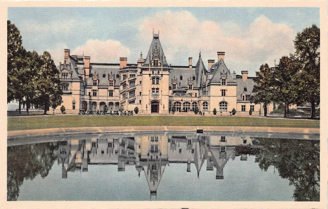 Asheville NC Biltmore Estate Mansion Vanderbilt Gardens Front Vtg Postcard B2