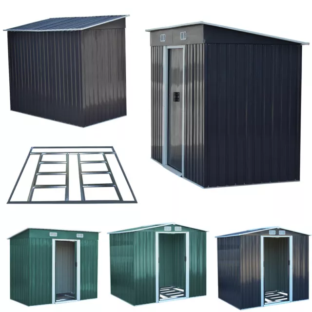 Metal Garden Storage Shed Pent/Apex Heavy Duty Steel Outdoor House +Framework UK