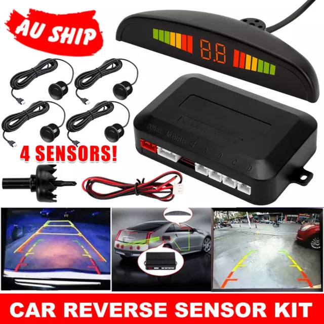 Car Rear Reversing Parking 4 Sensor Radar System Kit Reverse Sensor Buzzer Alarm