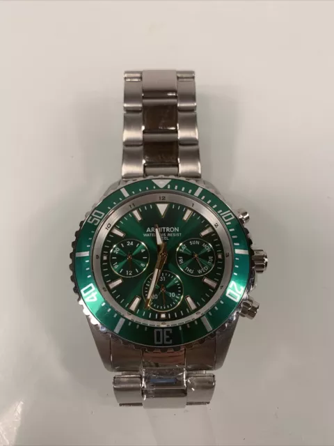 Armitron Sport Men's 20/5351SV Analog-Digital Chronograph Green Face Silver