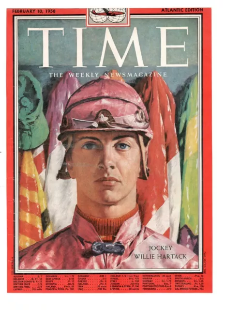1958 Time Jockey Willie Hartack Jockey Only Cover Original Print Ready to Frame