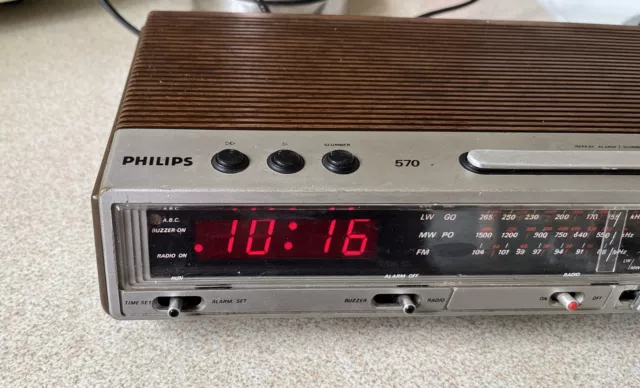 Philips 1970s 570 Vintage Digital Led Radio Alarm Clock retro