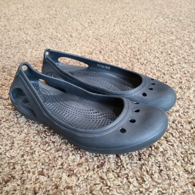 Crocs Kadee Ballet Flats Women's Size 8 Black Sling Back Cut Out Slip On Shoes
