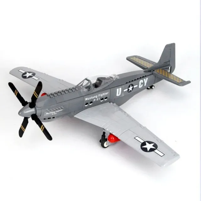 Building Blocks Set MOC Military WW2 P-51 Fighter Aircraft Bricks Model Kids Toy