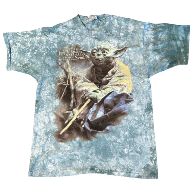 Vintage 1997 Star Wars Empire Strikes Back Yoda Liquid Blue Size L  20.5w 28L