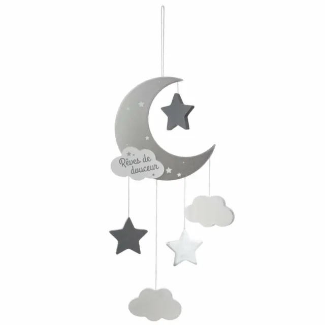 Kinderdekoration Con Mond-Und Wolkenmotiv, Gris, 15 , 6x1, 2x43, 5CM, Atmosphera