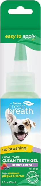 TropiClean Fresh Breath Dog Teeth Cleaning Gel - No Brushing Dental Care - Oral