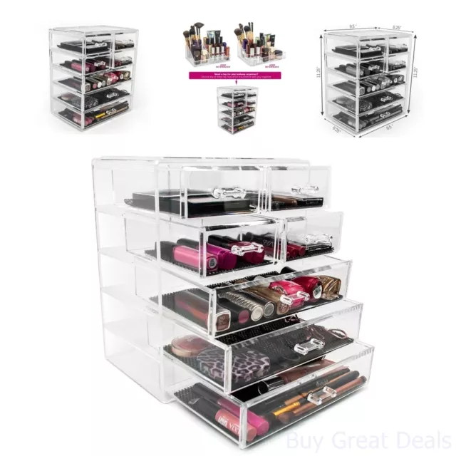 Beautify Extra Large Tiers Clear Acrylic Cosmetic Makeup Cube Organizer Storage