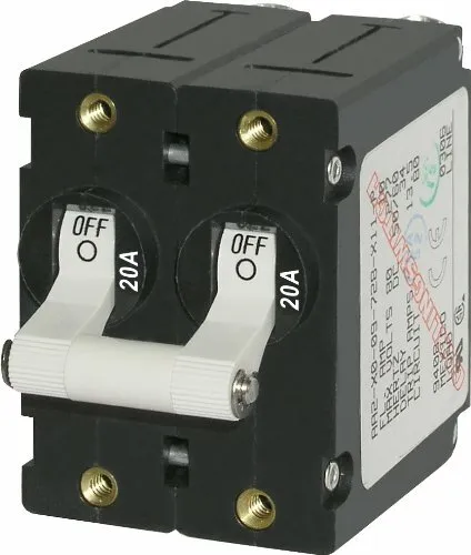 Blue Sea Systems A-Series White Toggle Double Pole 20A Circuit Breaker