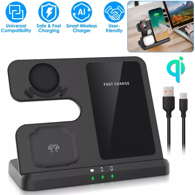 Wireless Charger 3 In 1 Fast Fit for IOS Phone Wireless Charging Dock Station