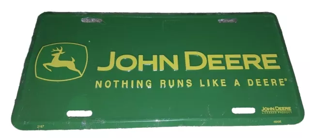 New John Deere License Plate "Nothing Runs Like A Deere" Metal 6x12" Green