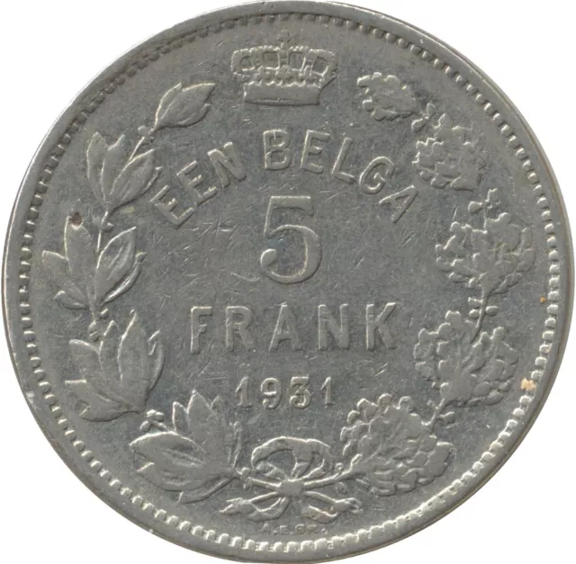 Belgique 5 Frank (5 Francs) 1931 Fl Ttb-