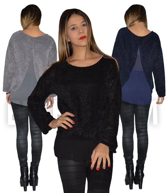 MAGLIA DONNA CINIGLIA Manica Lunga Pull Spacco Made in Italy - Main Image