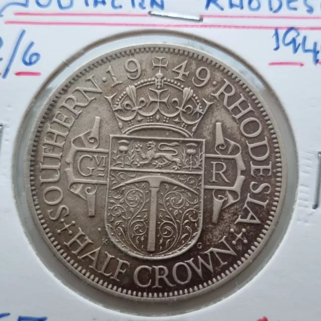 half crown Southern Rhodesia 1949 KGVI colonial coin