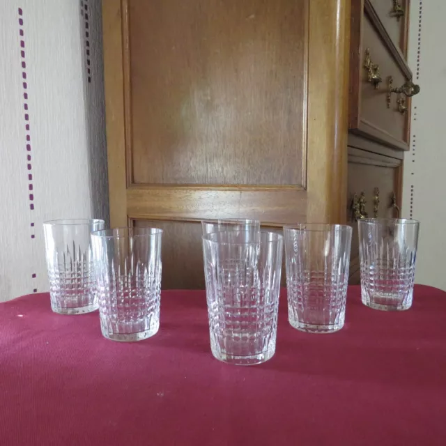 6 Vasos De Cristal De Baccarat Modelo Nancy H 7,7 CM Firmado